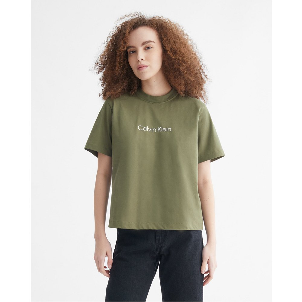 Áo Calvin Klein Relaxed Fit Standard Logo Crewneck T-Shirt - Olive, Size XS