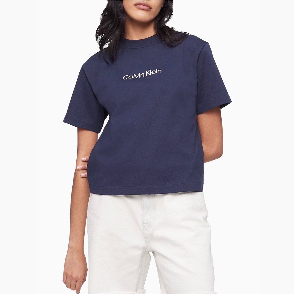 Áo Calvin Klein Relaxed Fit Standard Logo Crewneck T-Shirt - Navy, Size S