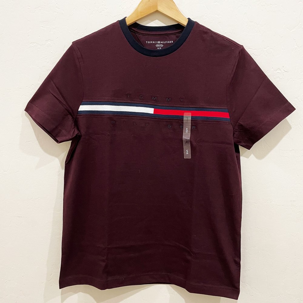 Áo Tommy Hilfiger Essential Flag Logo - Wine, Size S