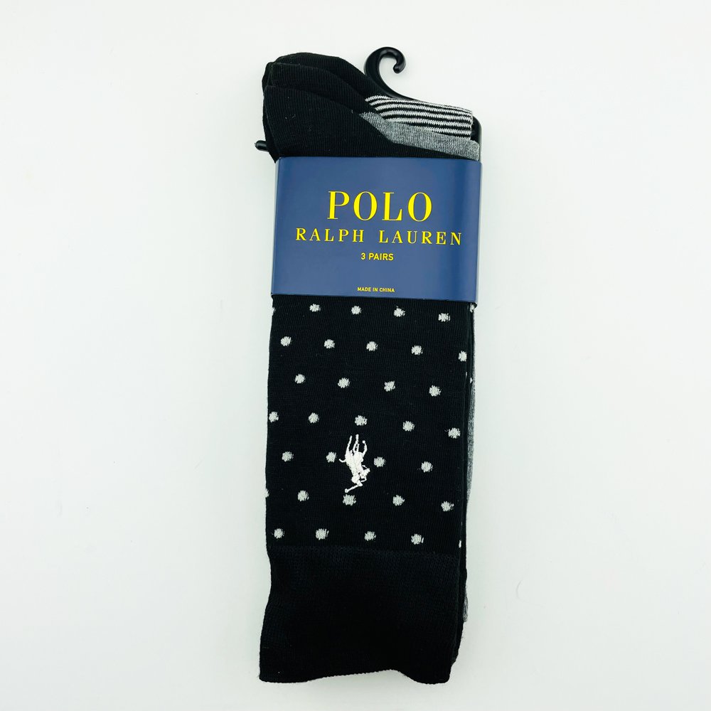 Vớ Polo Ralph Lauren Trouser Dress - Set 3 đôi, Polka-Dot Black/Grey/Stripe Black