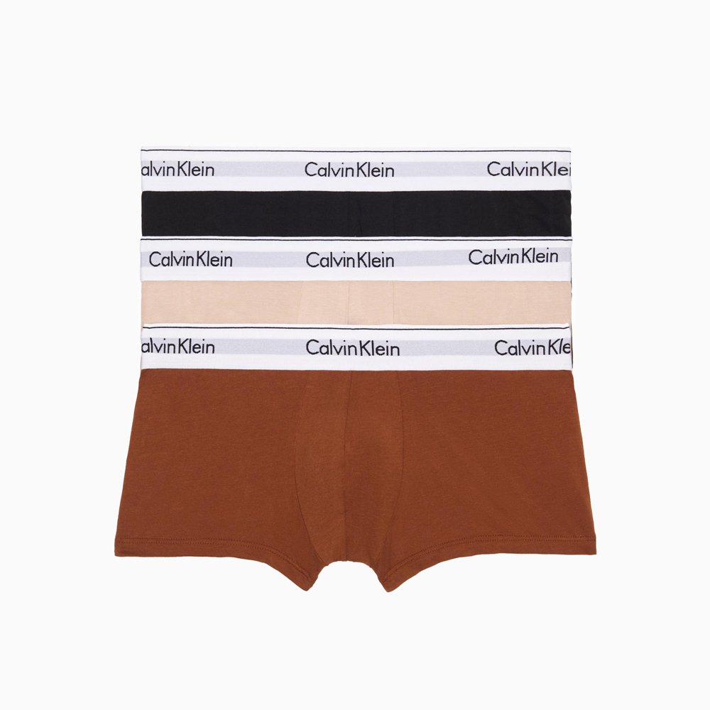 Set 3 quần Calvin Klein Modern Cotton Stretch Natural Low Rise Trunk - Black/Warm Bronze/Cedar, Size S