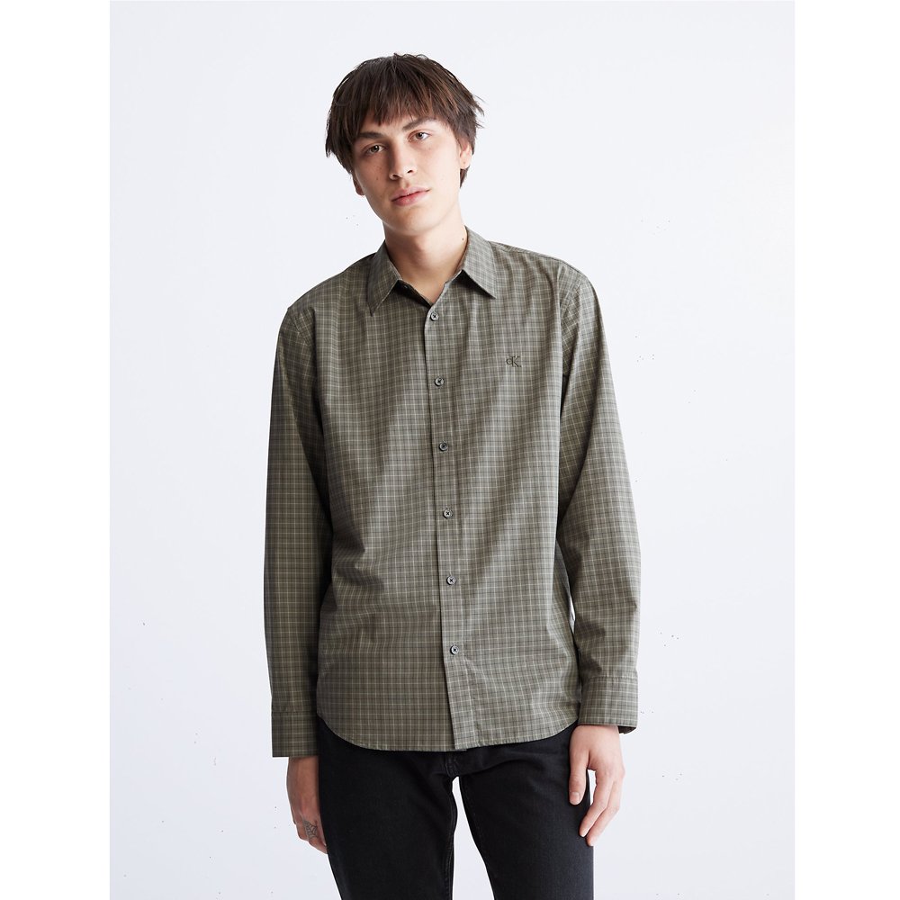 Áo Calvin Klein Check Button-Down Easy Shirt - Jolly Green Bean, Size L