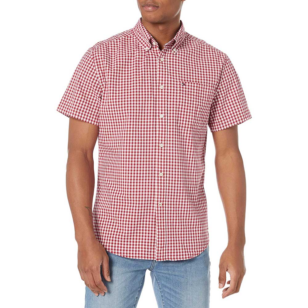 Áo Tommy Hilfiger Custom Fit Essential Short-Sleeve Shirt - Red, Size M