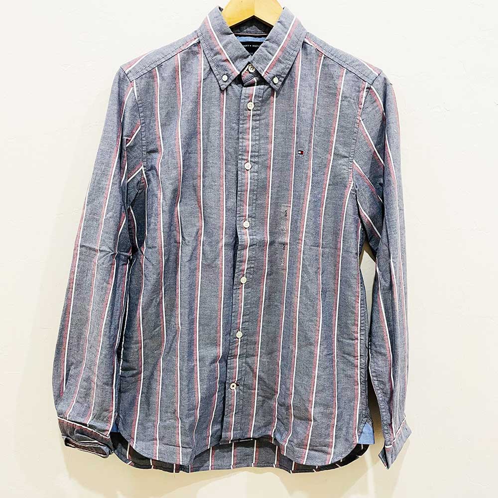 Áo Tommy Hilfiger Stripe Long Sleeve Shirt - Grey, Size S