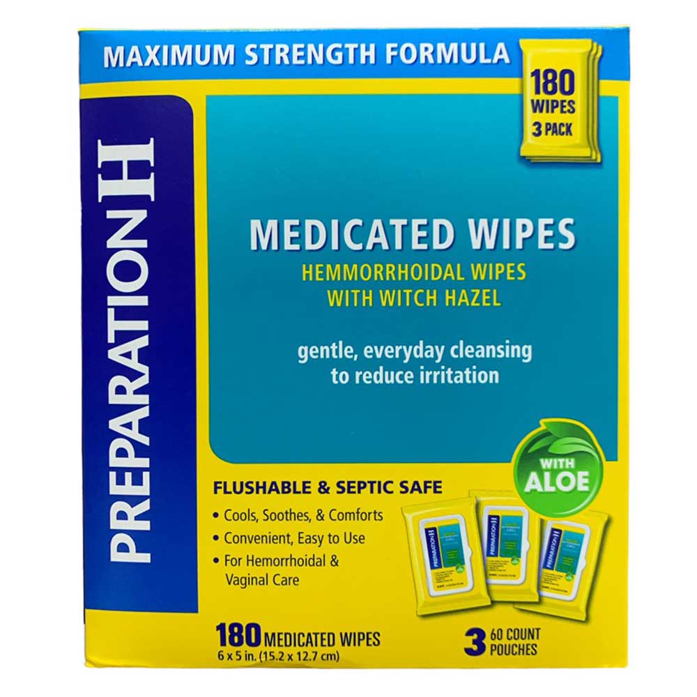 Khăn giấy Preparation H Medicated Wipes, 3 x 60 miếng