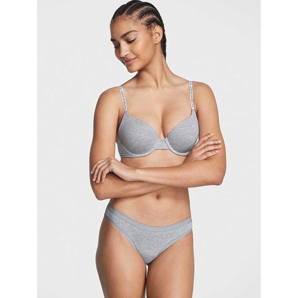 Quần lót Victoria's Secret Stretch Cotton Bikini - Med Heather Grey, Size M