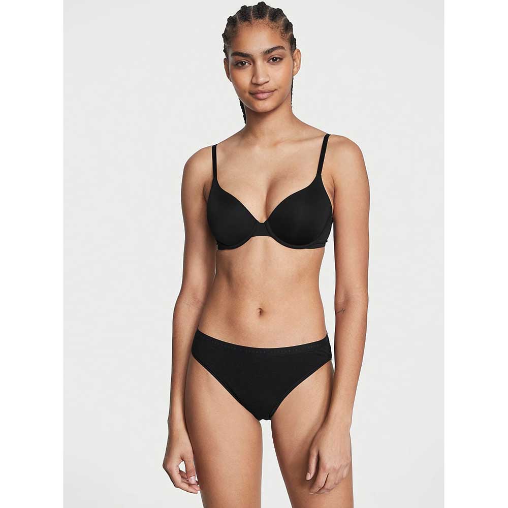 Quần lót Victoria's Secret Stretch Cotton Bikini - Black, Size M