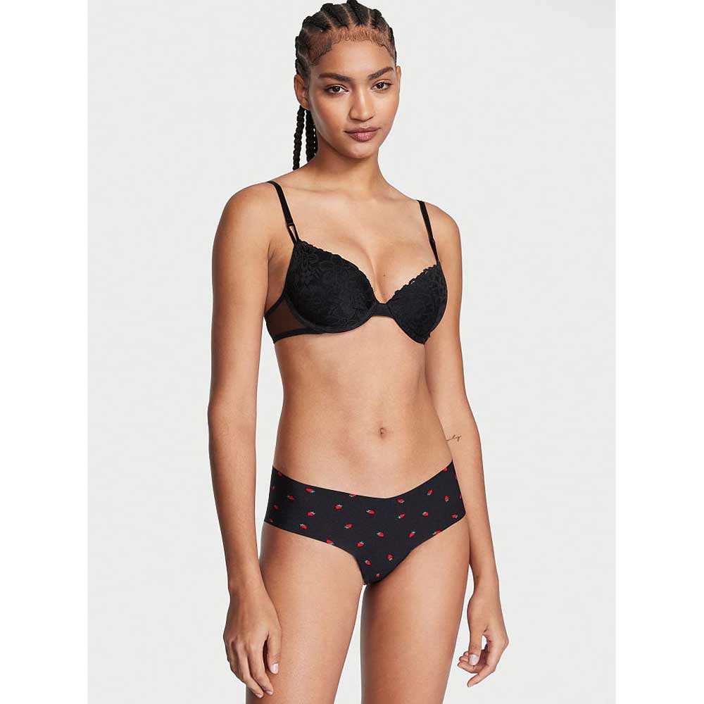 Quần lót Victoria's Secret No-Show Cheeky - Black Ditsy Strawberry, Size XS