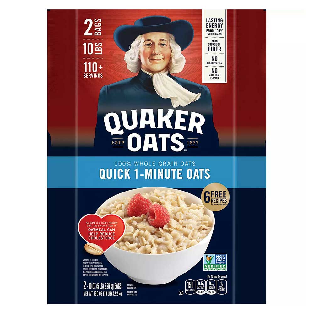 Yến mạch Quaker Oats Quick 1 Minute, 2 x 2.26kg