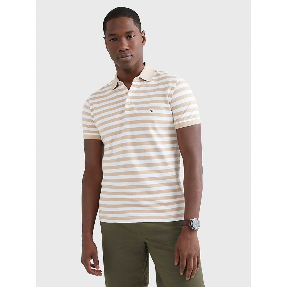 Áo Tommy Hilfiger Slim Fit Stripe Polo - Clayed Pebble, Size L