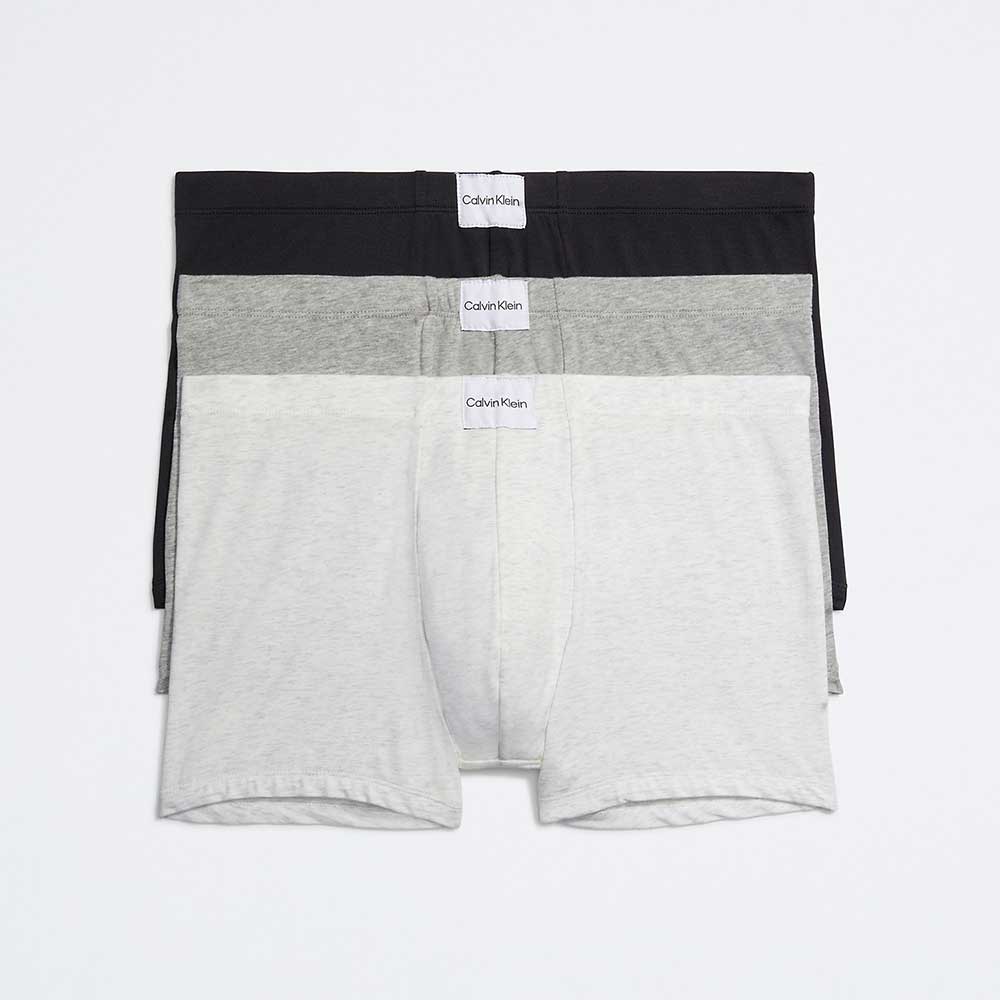 Set 3 quần Calvin Klein Pure Cotton Stretch Blend Trunk - Charcoal Heather/Black/Snow Heather, Size L