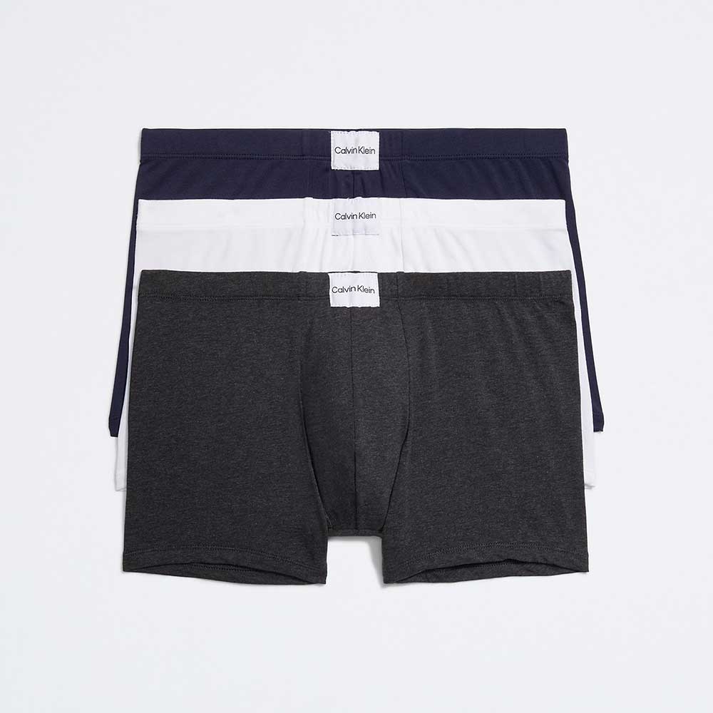 Set 3 quần Calvin Klein Pure Cotton Stretch Blend Trunk - Charcoal Heather/White/Shoreline, Size S
