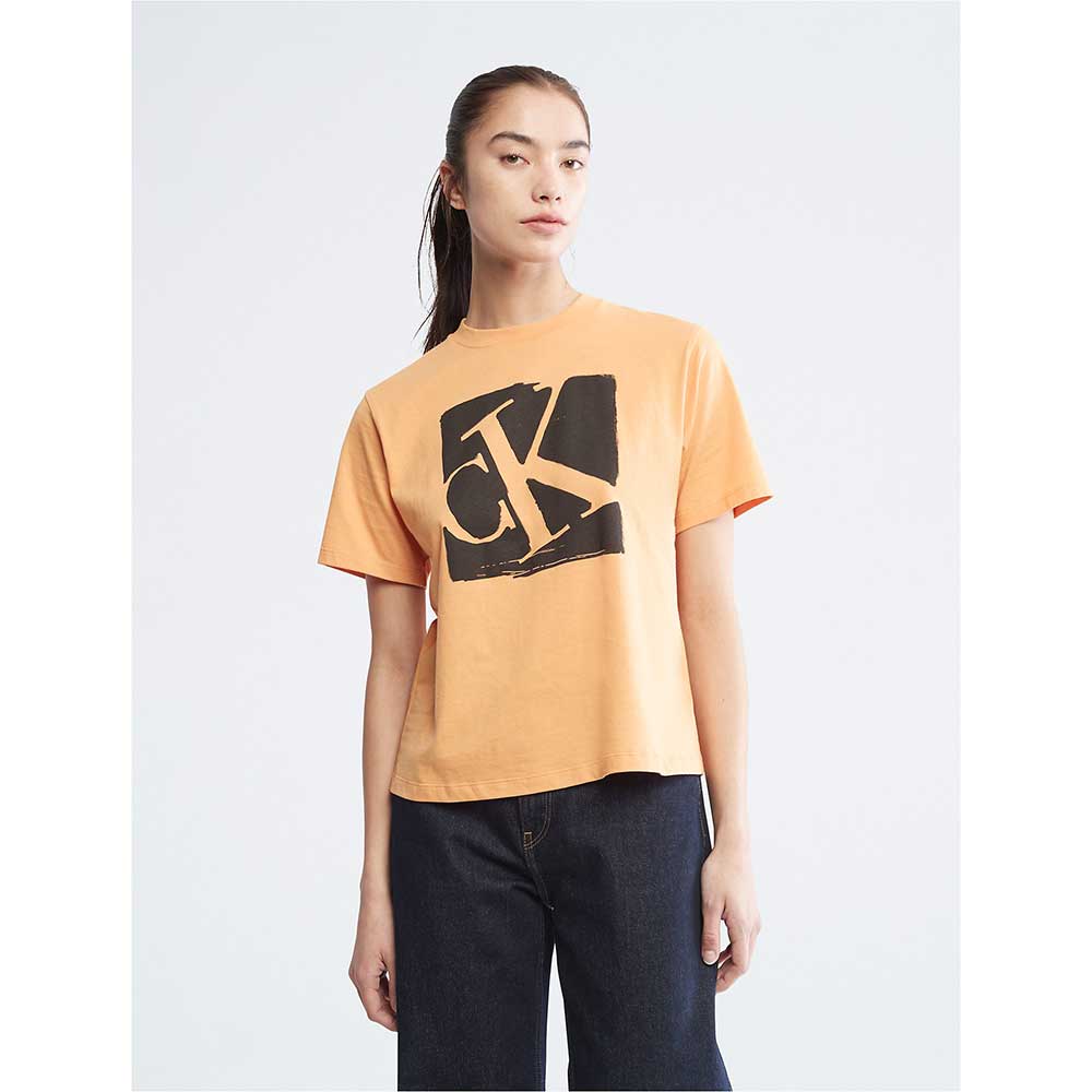 Áo Calvin Klein Monogram Logo Graphic Crewneck - Apricot Tan, Size S
