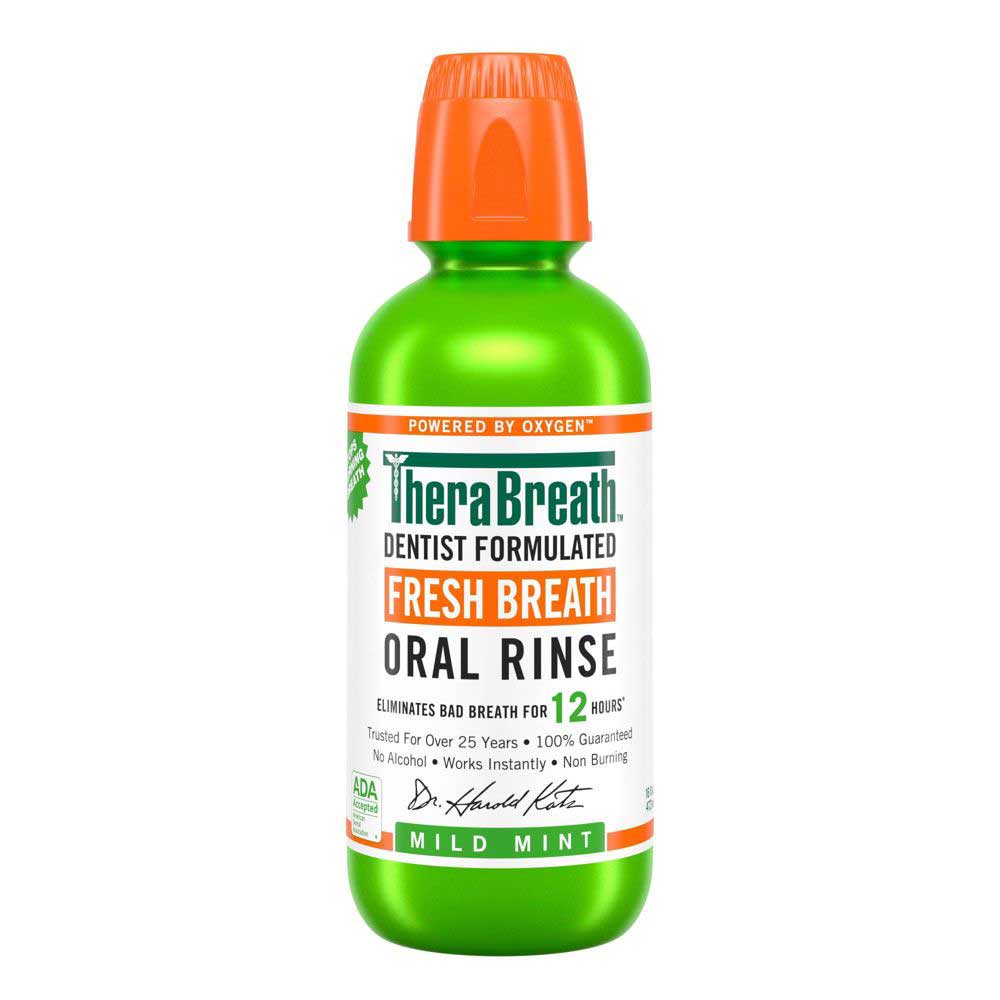 Nước súc miệng TheraBreath Fresh Breath Oral Rinse - Mild Mint, 473ml