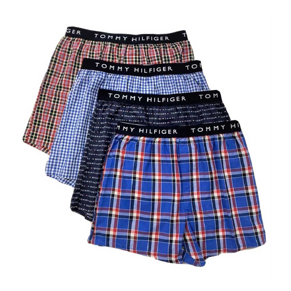 Set 4 quần Tommy Hilfiger Cotton Woven Boxers - Logo/Stripes Multicolor, Size S