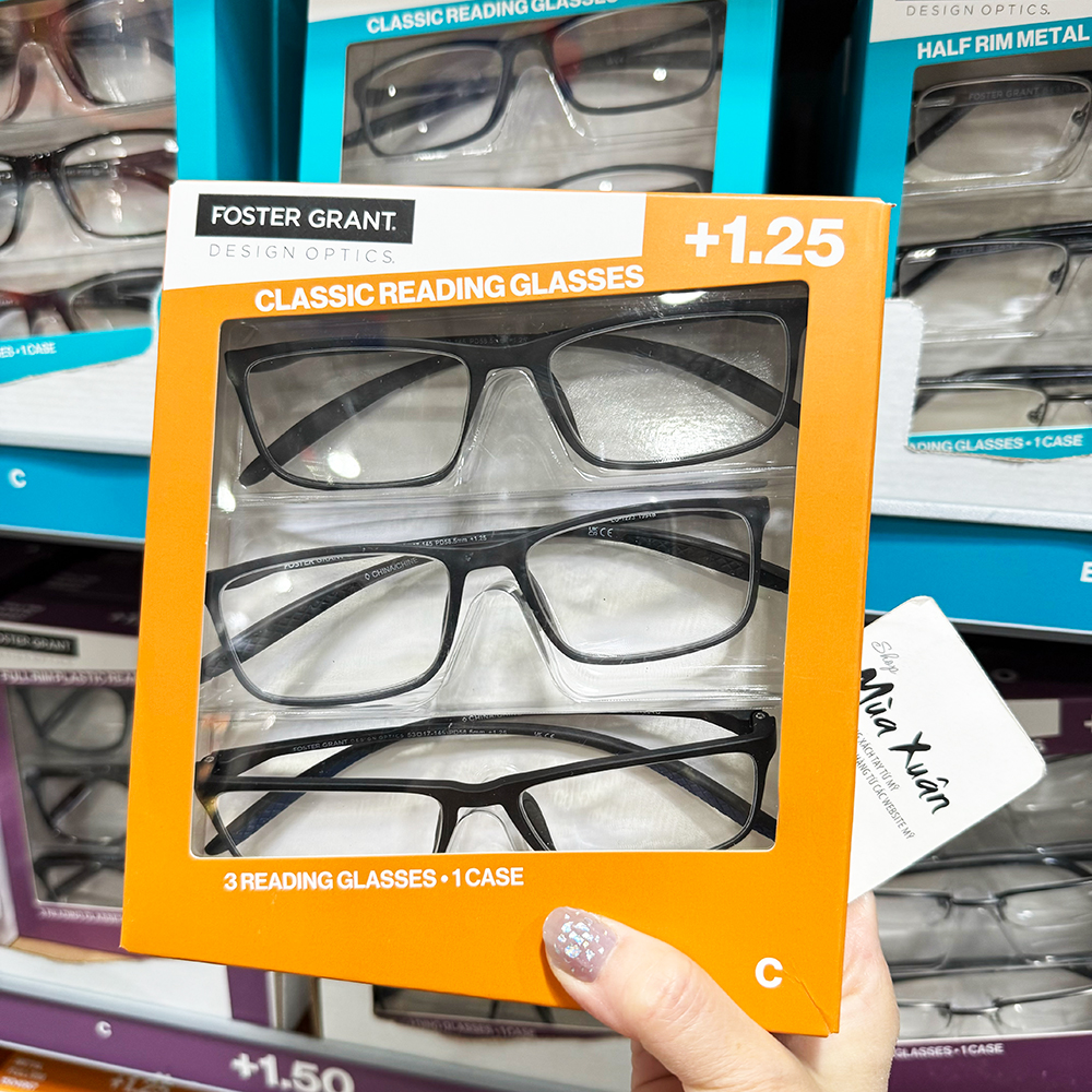 Set 3 gọng kính Design Optics by Foster Grant Dax Plastic Rectangle +1.25 - Mẫu C