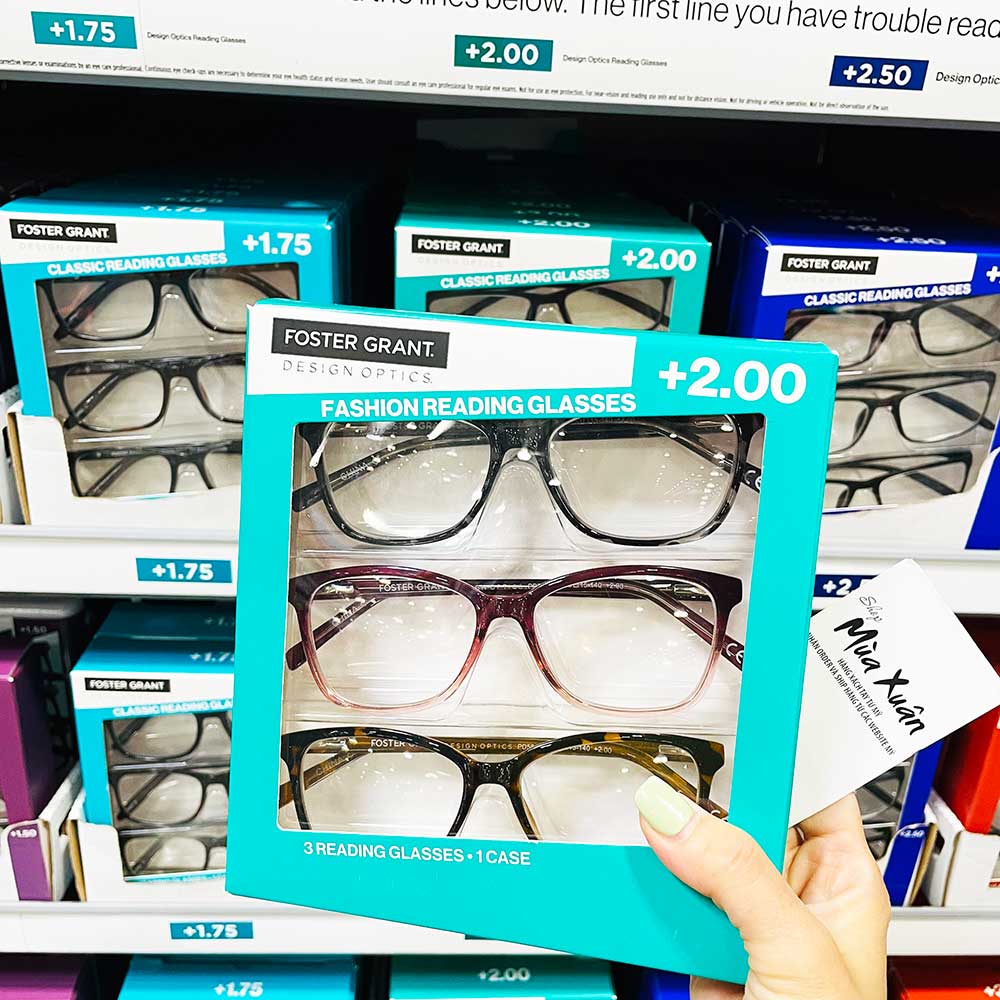 Set 3 gọng kính Design Optics by Foster Grant Kiersey Plastic Square +2.00 - Mẫu A