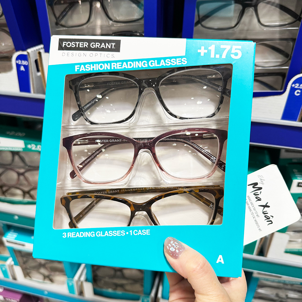 Set 3 gọng kính Design Optics by Foster Grant Kiersey Plastic Square +1.75 - Mẫu A