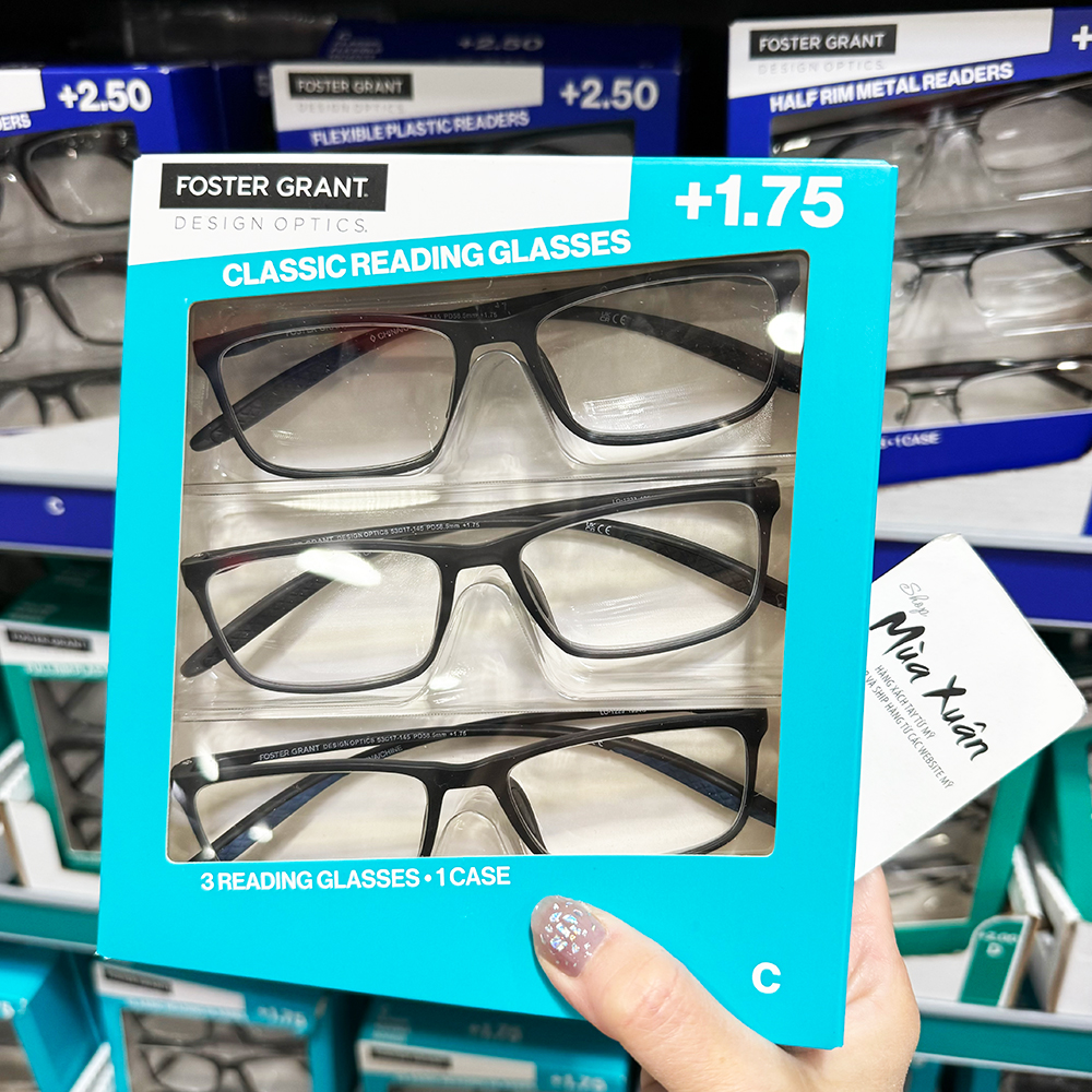 Set 3 gọng kính Design Optics by Foster Grant Dax Plastic Rectangle +1.75 - Mẫu C