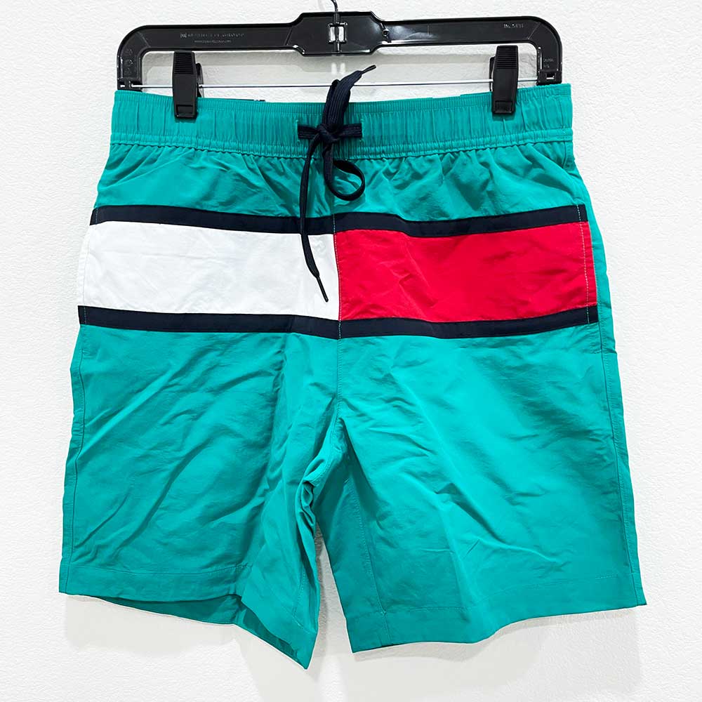 Quần Tommy Hilfiger Flag Regular Fit Mid Length Swim Shorts - Green, Size S