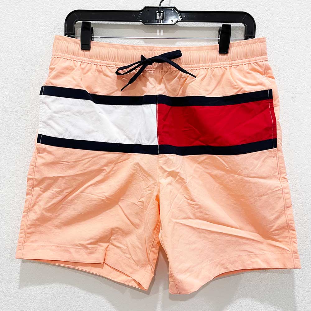 Quần Tommy Hilfiger Flag Regular Fit Mid Length Swim Shorts - Orange, Size L