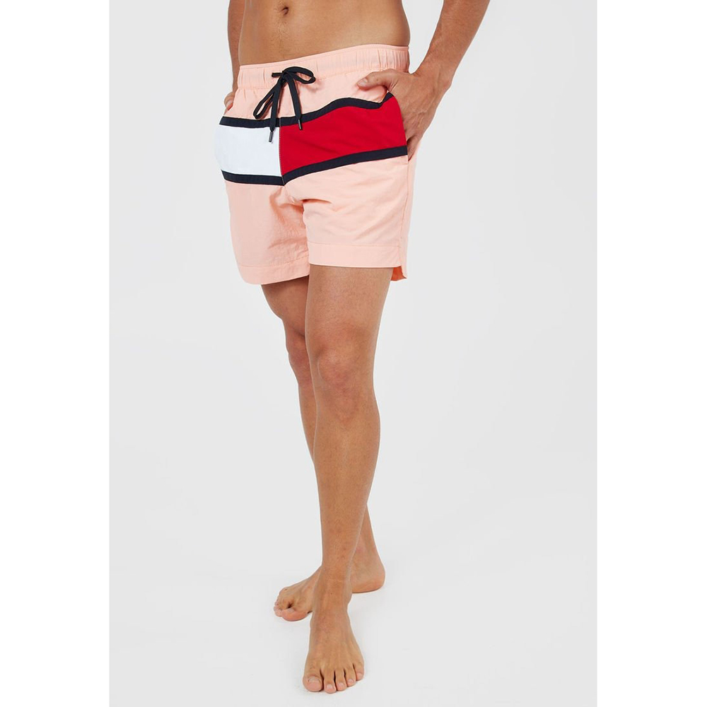 Quần Tommy Hilfiger Flag Regular Fit Mid Length Swim Shorts - Orange, Size M