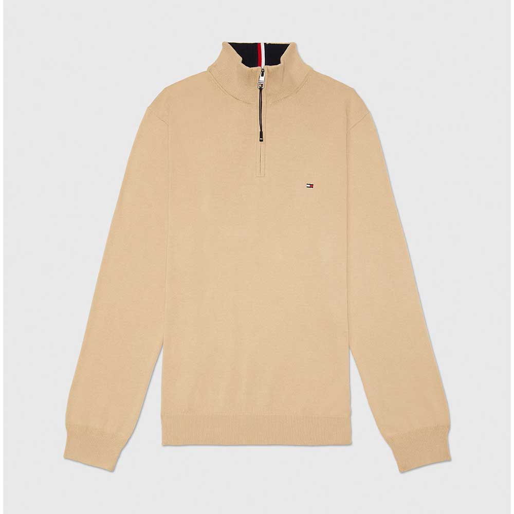 Áo Tommy Hilfiger Cotton Mockneck Sweater - Clayed Pebble, Size M