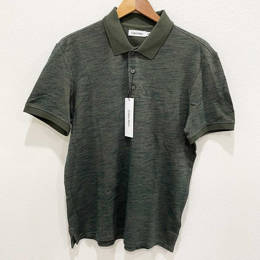 Áo Calvin Klein Smooth Cotton Logo Polo - Green, Size S