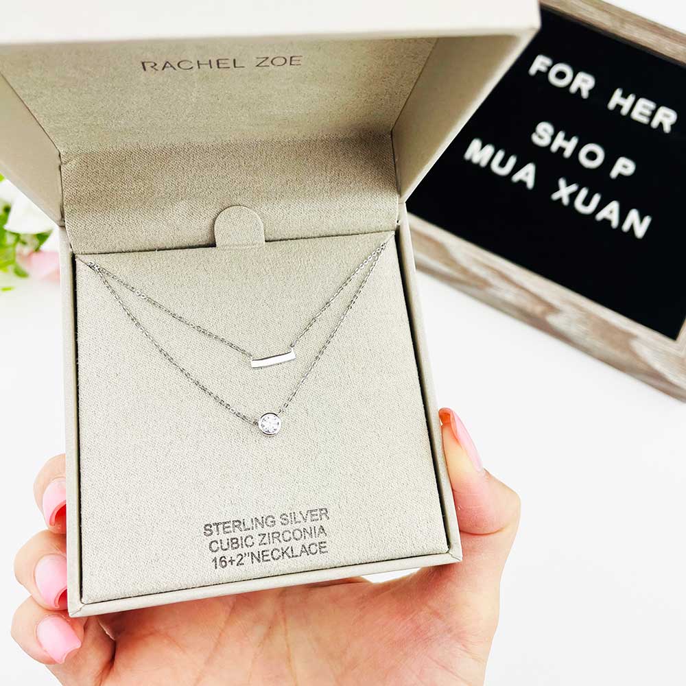 Dây chuyền Rachel Zoe Double Sterling Silver Cubic Zirconia