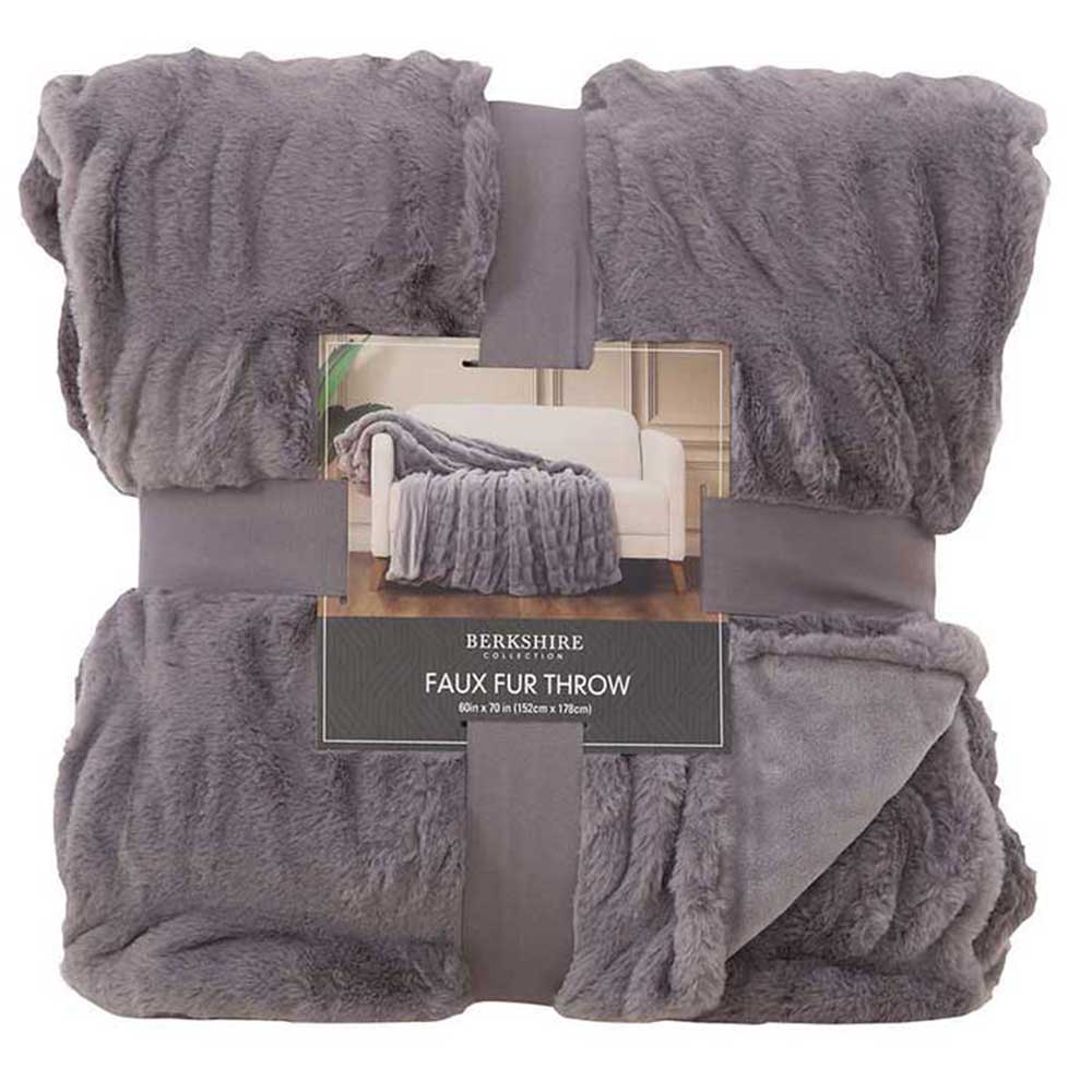 Chăn Berkshire Collection Faux Fur Throw - Gray