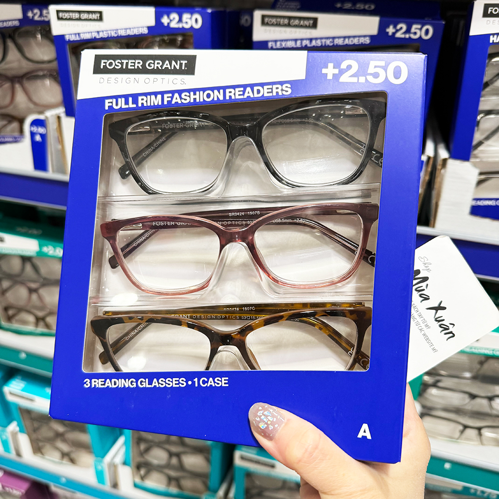 Set 3 gọng kính Design Optics by Foster Grant Kiersey Plastic Square +2.50 - Mẫu A