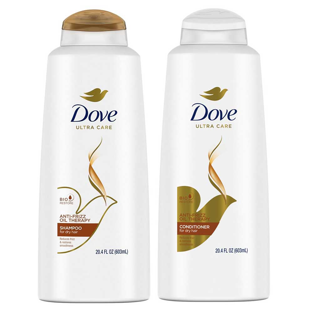 Bộ dầu gội + xả Dove Anti-Frizz Oil Therapy, 2 x 603ml