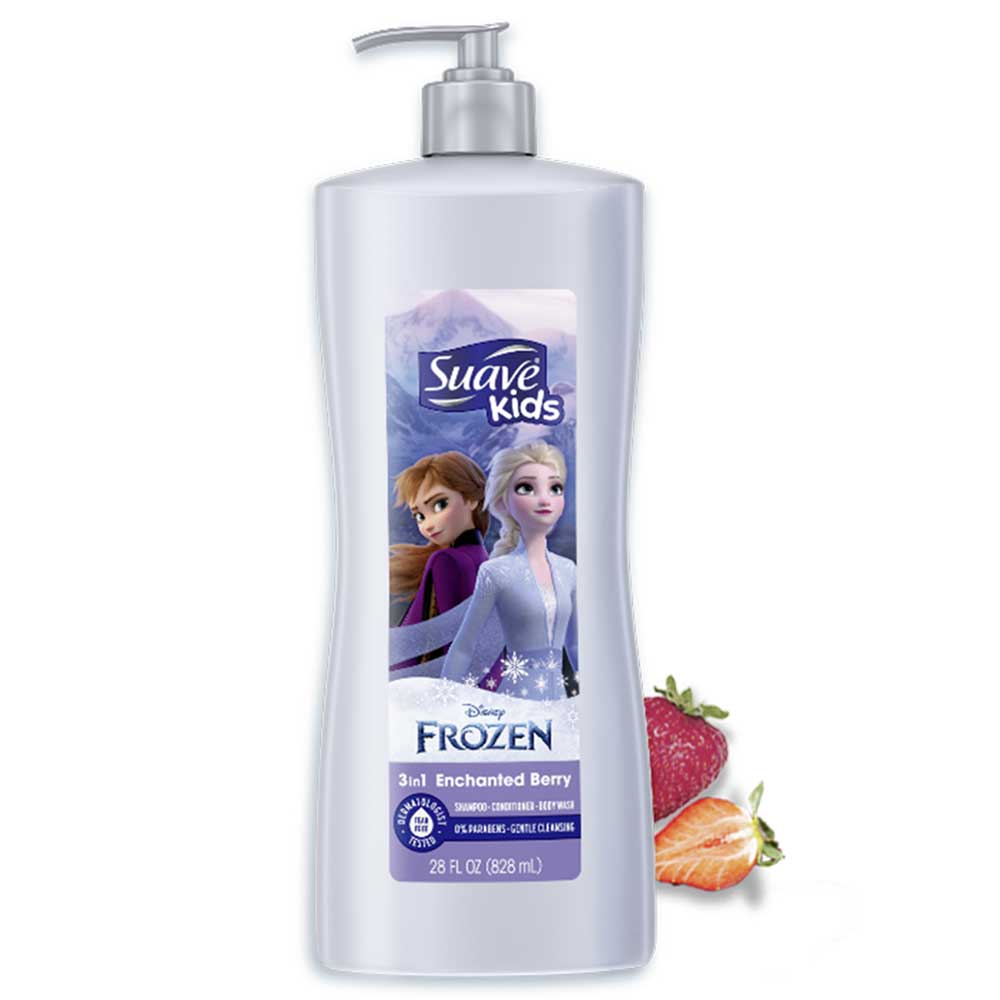Dầu tắm + gội + xả Suave Kids 3in1 - Disney Frozen Enchanted Berry, 828ml