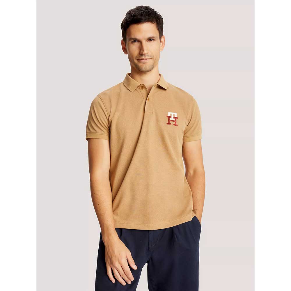 Áo Tommy Hilfiger Regular Fit Embroidered TH Logo Polo - Tan, Size L