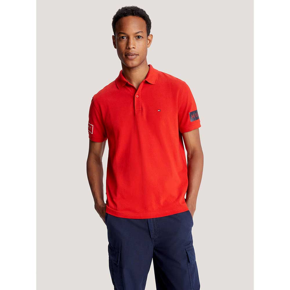 Áo Tommy Hilfiger Regular Fit Logo Sleeve Polo - Red, Size L