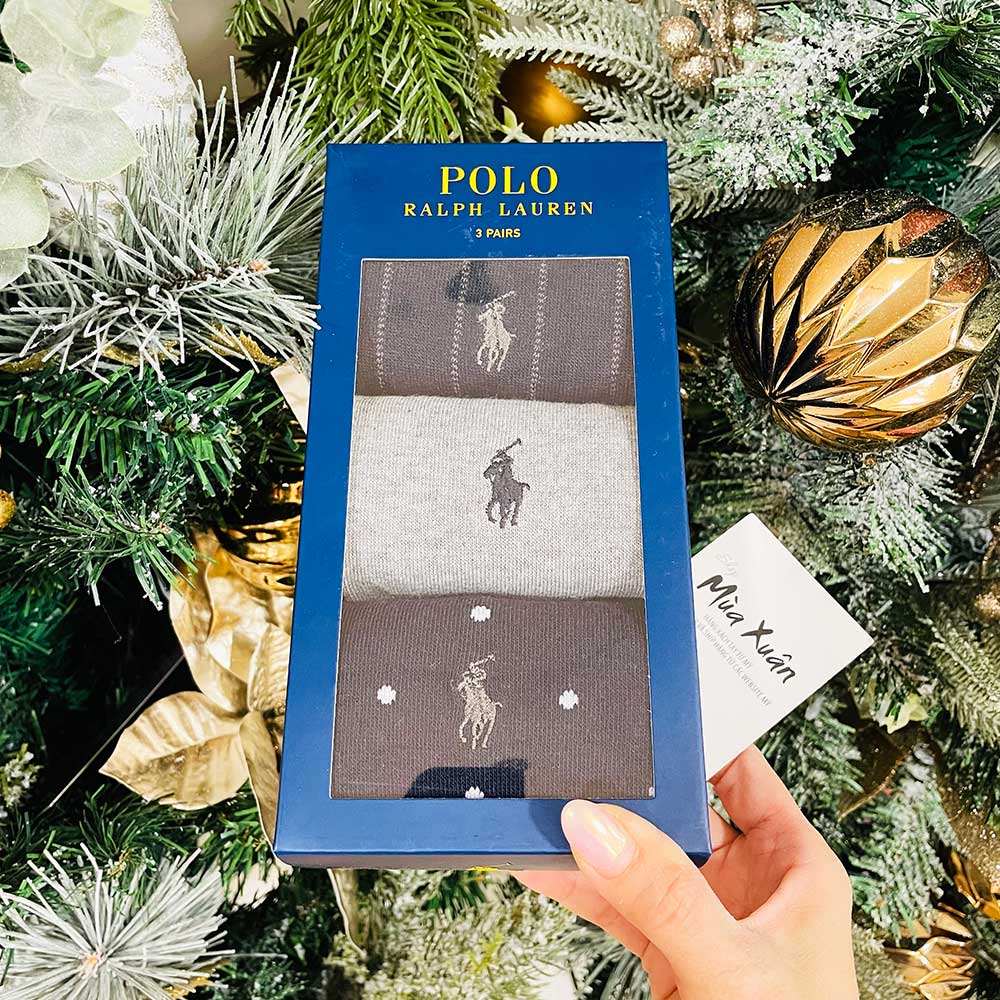 Vớ Polo Ralph Lauren Trouser Dress - Set 3 đôi, Polka-Dot Navy/Grey/Stripe Navy