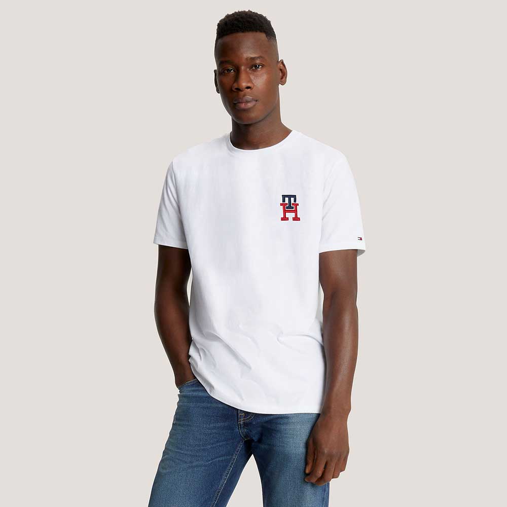 Áo Tommy Hilfiger Embroidered TH Logo - White, Size M