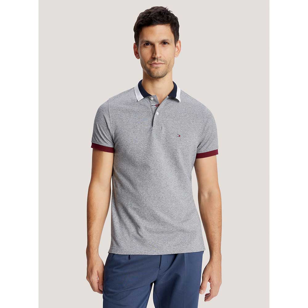 Áo Tommy Hilfiger Slim Fit Signature Tipped Polo - Grey, Size XL