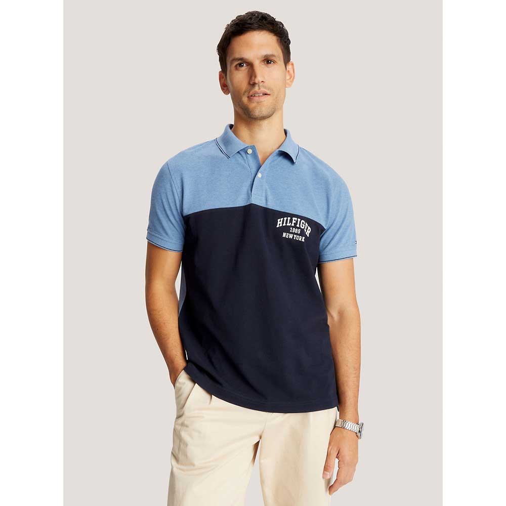 Áo Tommy Hilfiger Regular Fit Hilfiger Block Logo Polo - Navy, Size M