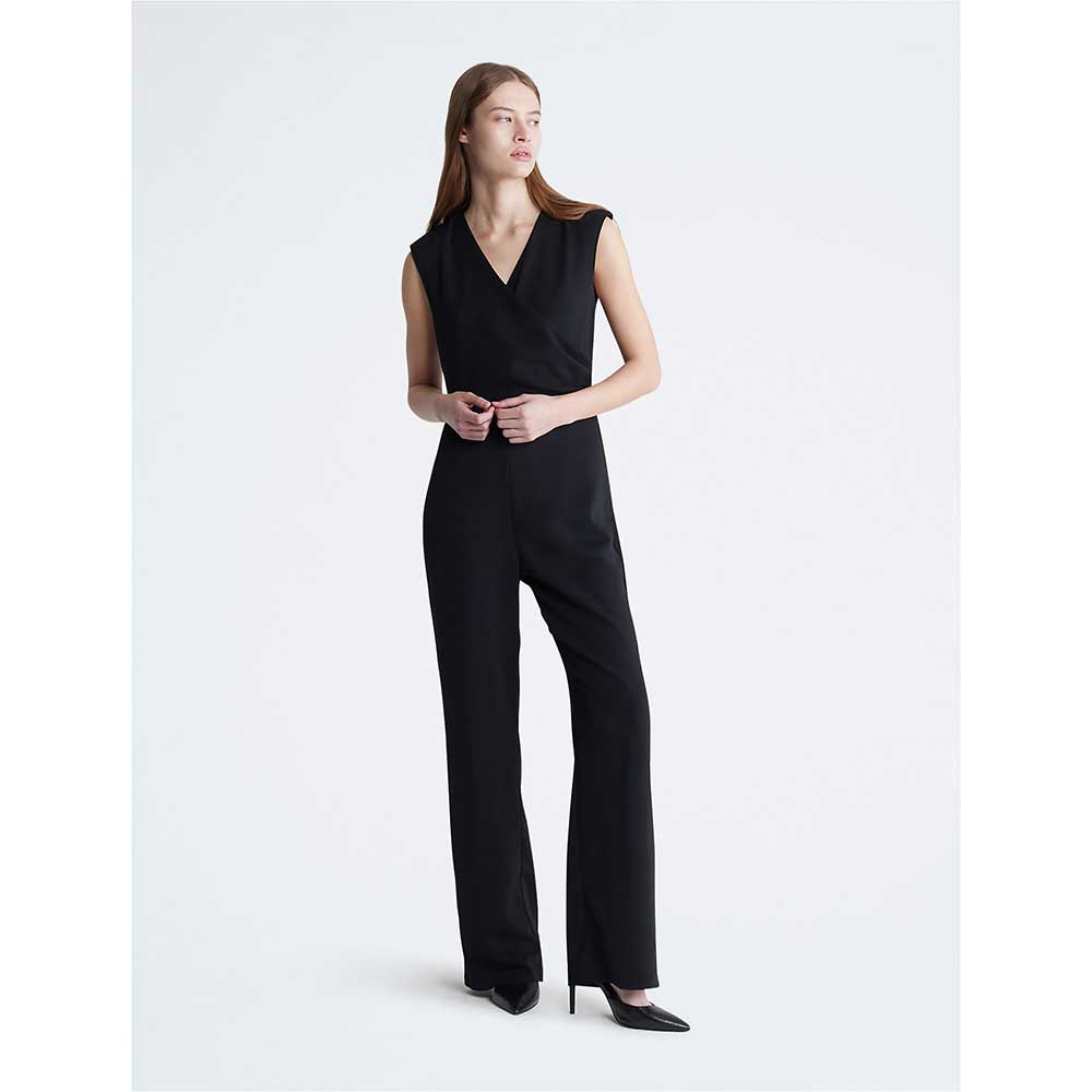 Calvin Klein Sleeveless Wrap Jumpsuit - Black Beauty, Size 4