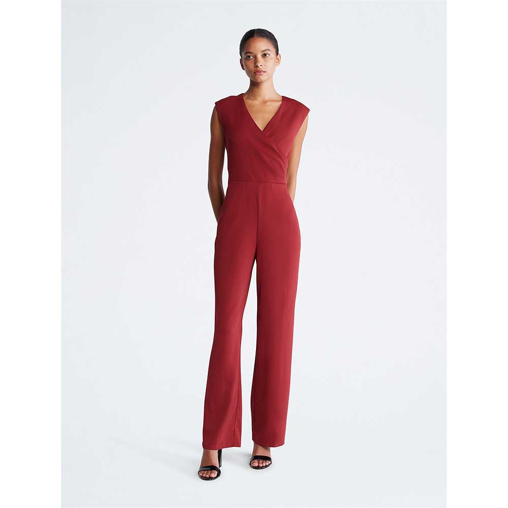 Calvin Klein Sleeveless Wrap Jumpsuit - Sun Dried Tomato, Size 4