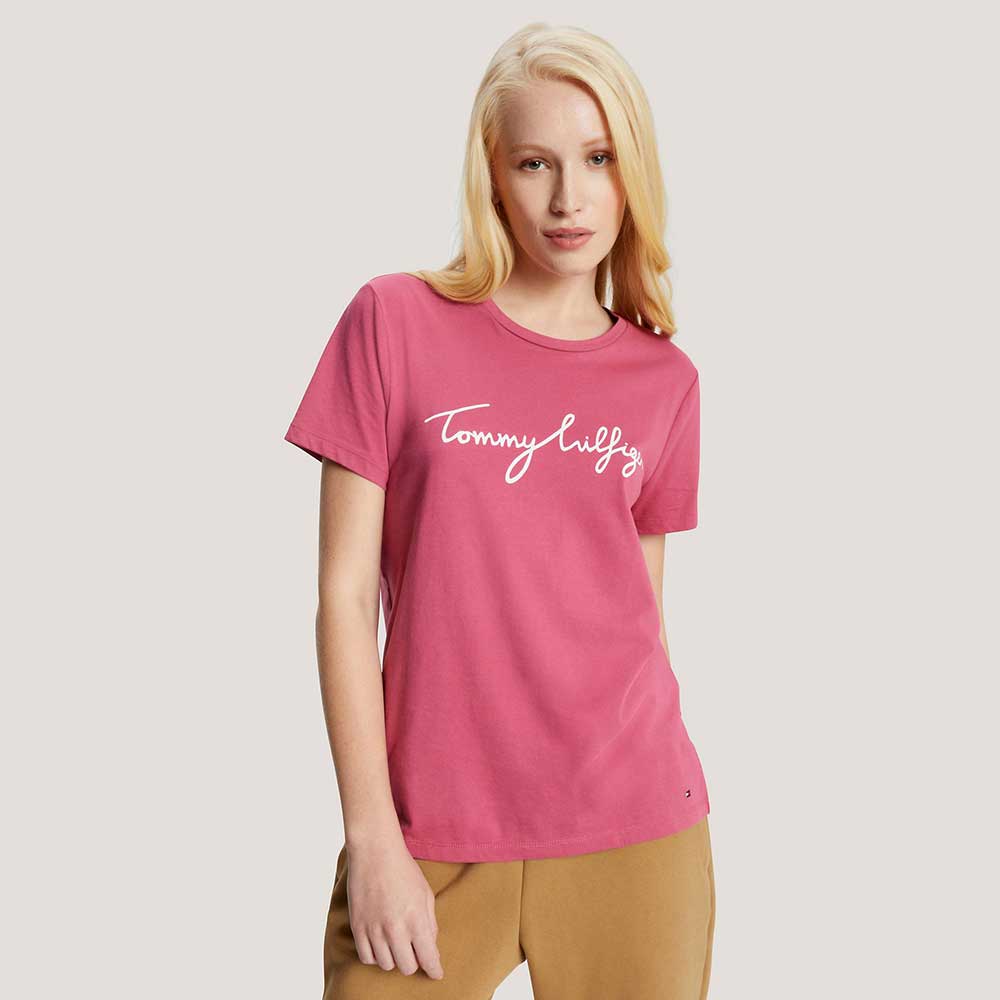 Áo Tommy Hilfiger Signature Crewneck - Pink, Size S