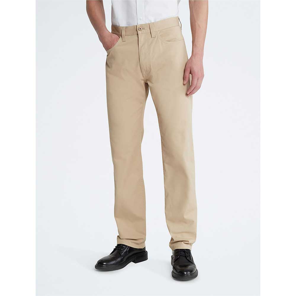 Quần Calvin Klein Signature 5-Pocket Chino Pants - White Pepper, Size 34W/30L