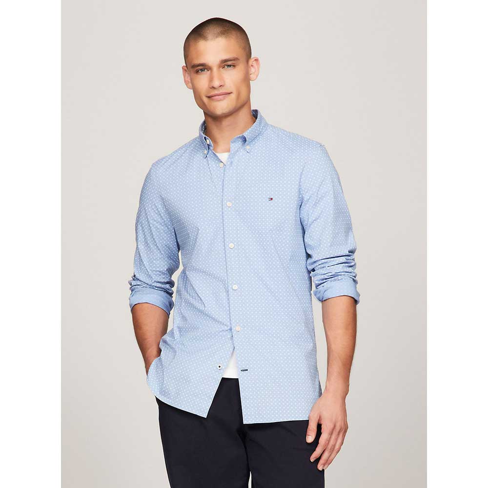 Áo Tommy Hilfiger Slim Fit Foulard Print Poplin Shirt - Blue/White, Size L
