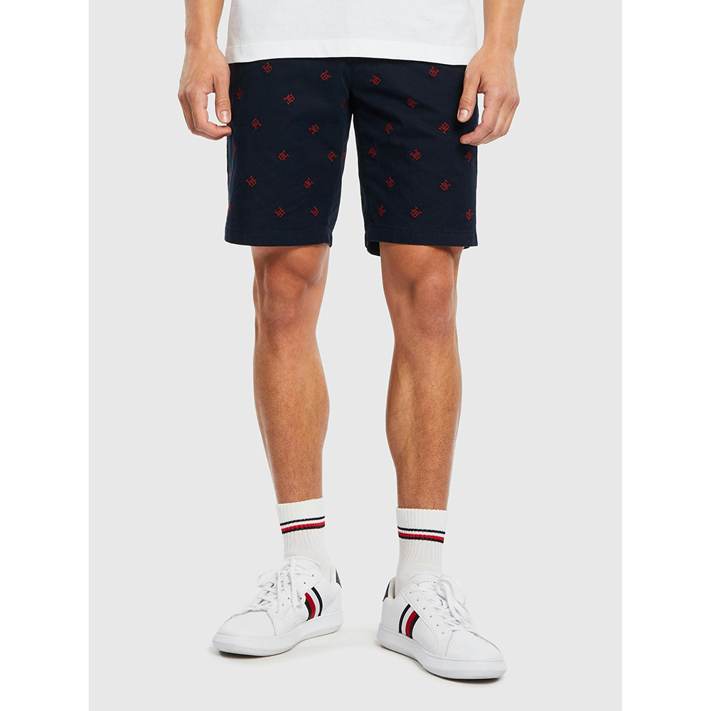 Quần Tommy Hilfiger Allover Logo TH Print 9" Short - Navy, Size 30