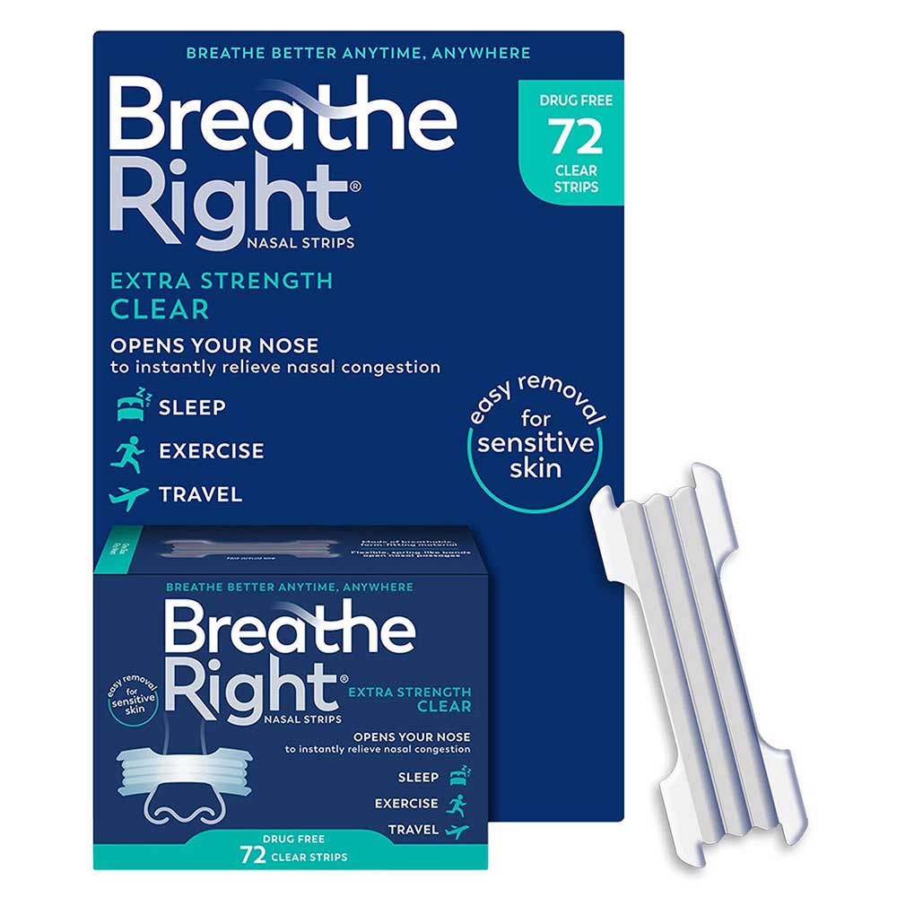 Miếng dán mũi Breathe Right Extra Strength - Clear, 72 miếng