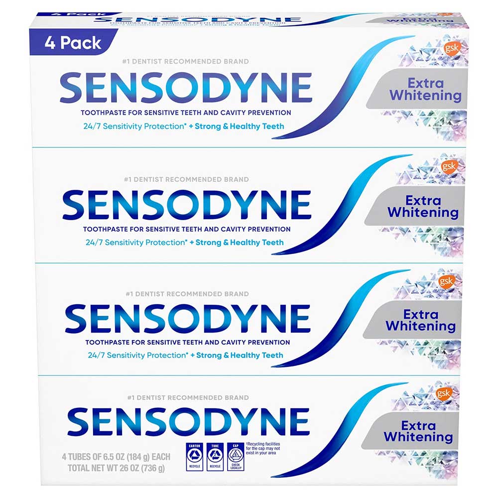 Set kem đánh răng Sensodyne Extra Whitening, 4 x 184g