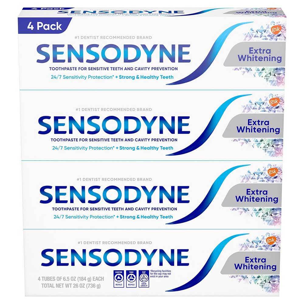 Set kem đánh răng Sensodyne Extra Whitening, 4 x 184g