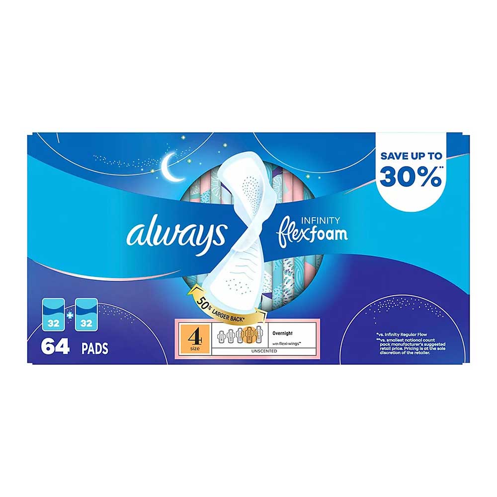 Băng vệ sinh Always Infinity Flexfoam Overnight, 64 miếng