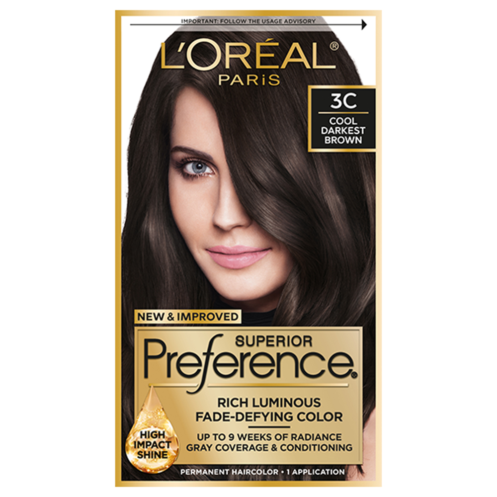 Thuốc nhuộm tóc L'Oréal Superior Preference, 3C Cool Darkest Brown